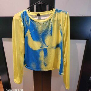 yellow and blue long sleeve shirt